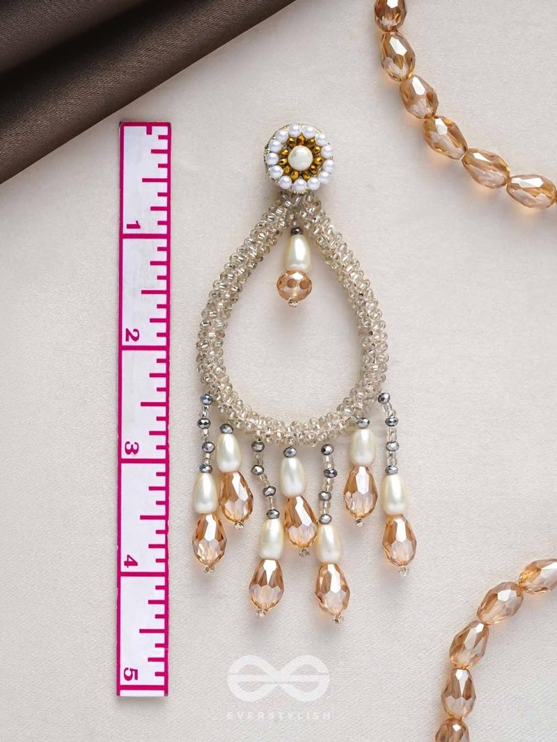 SANJOYA by EVERSTYLISH Embroidered Earrings for Women | Pearl & Glass Drop Statement Earrings (White) | Ethnic Jewelry for Weddings, Festivals & Special Occasions - Image 4