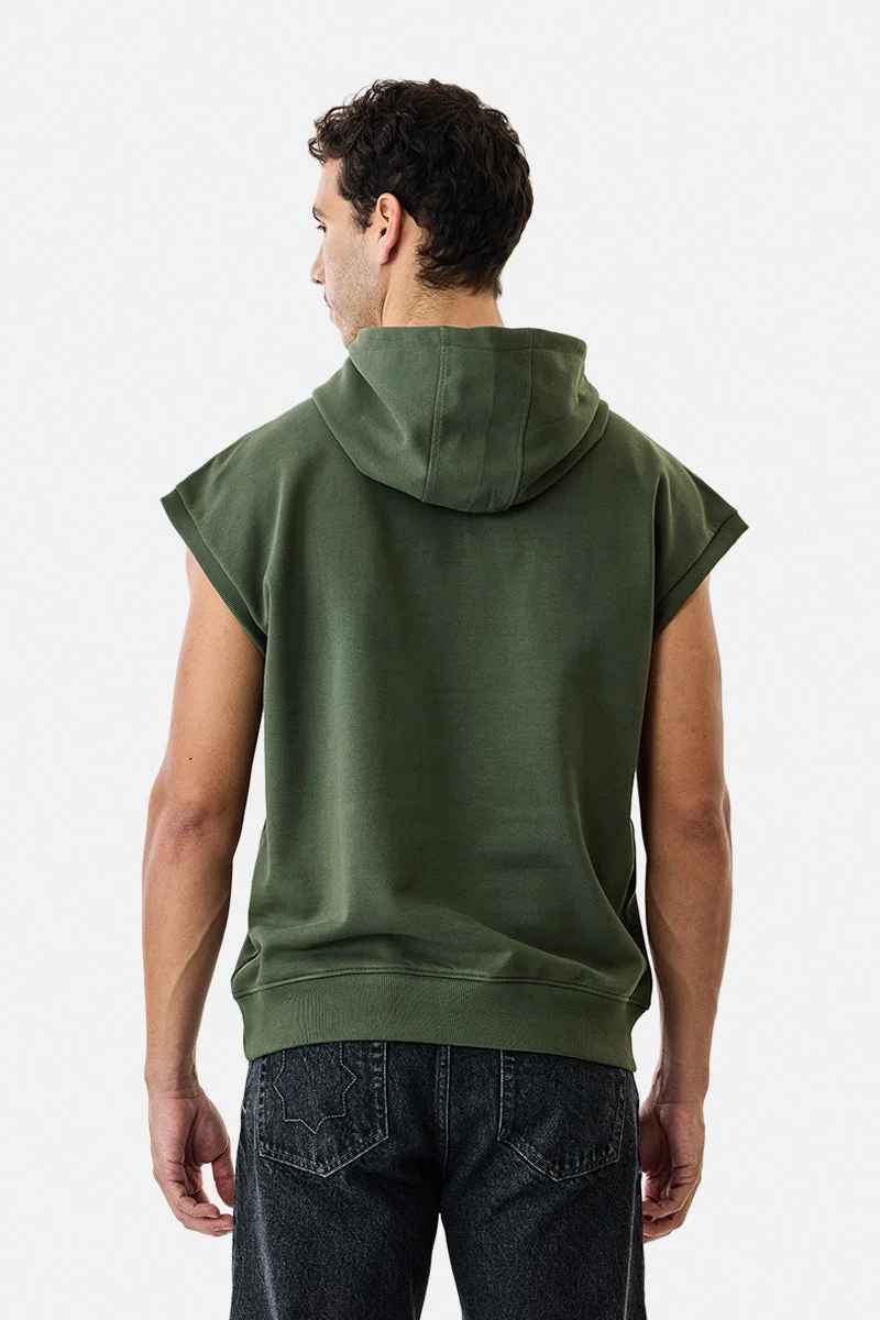 SNITCH Olive Oversized Sleeveless Core Lab Hoodie for Men | Best Price UAE
