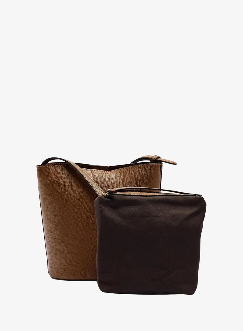 Parfois Crossbody Bag With Texture And Removable Pouch