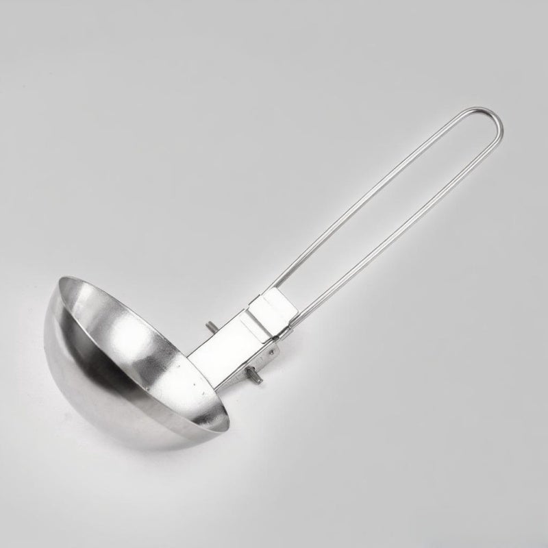 Slotted Soup Spoon: Premium Stainless Steel Foldable Ergonomic Long Handle - Space-Saving Polished Rounded Edge for Outdoor Camping Hiking Picnic Backpacking Bbq Food Preparation - Image 4