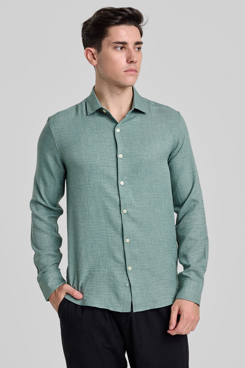 SNITCH Mint Green Slim Fit Shirt - Image 5