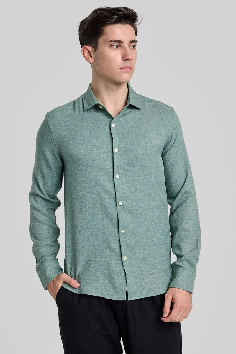 SNITCH Mint Green Slim Fit Shirt