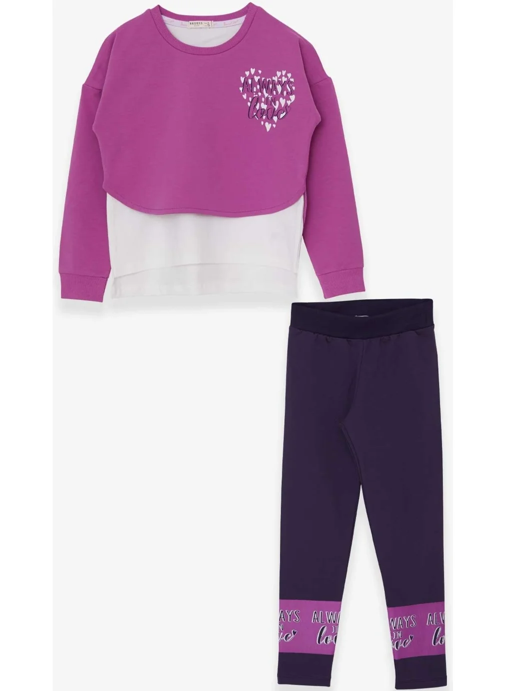 بريز Girl's Tights Set, Heart Printed, Age 8-12, Purple