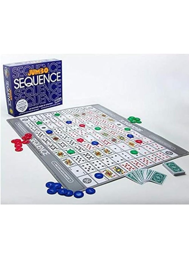 Deluxe Jumbo Sequence Board Game Premium Strategy Set for Families Comprehensive Kit with Playing Chips, Cards & Play Mat. Unmatched Entertainment for 2-12 Players. Top Pick for Family Fun Nights