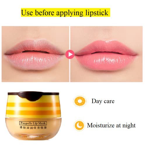 Krajiyya 2PCS Bee Balm Honey PotPropolis Moisturizing Lip MaskHydrating Prevention Dry and Cracked Lip Scrubs Exfoliator - Image 5