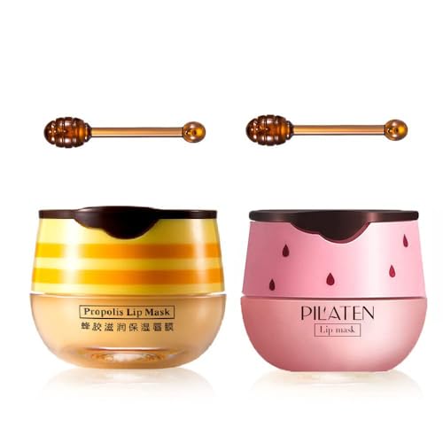 Krajiyya 2PCS Bee Balm Honey PotPropolis Moisturizing Lip MaskHydrating Prevention Dry and Cracked Lip Scrubs Exfoliator - Image 2