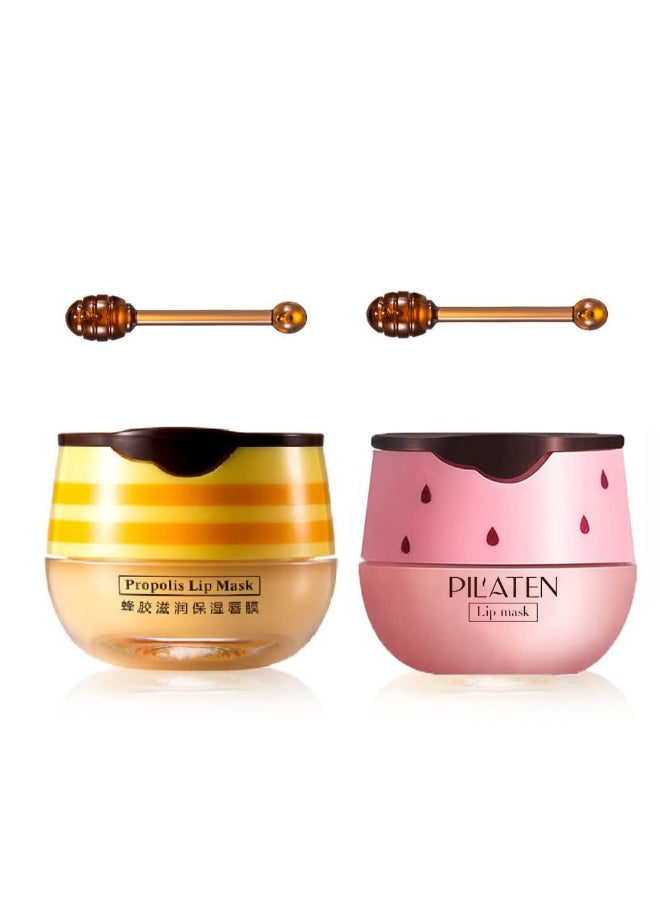 Krajiyya 2PCS Bee Balm Honey PotPropolis Moisturizing Lip MaskHydrating Prevention Dry and Cracked Lip Scrubs Exfoliator - Image 3