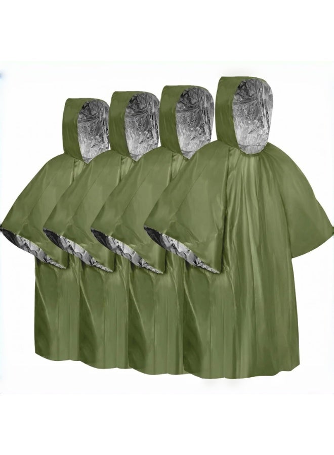 5-Pack Emergency Survival Rain Poncho, Thermal Heat Reflective Waterproof Raincoat for Camping Hiking - Image 1