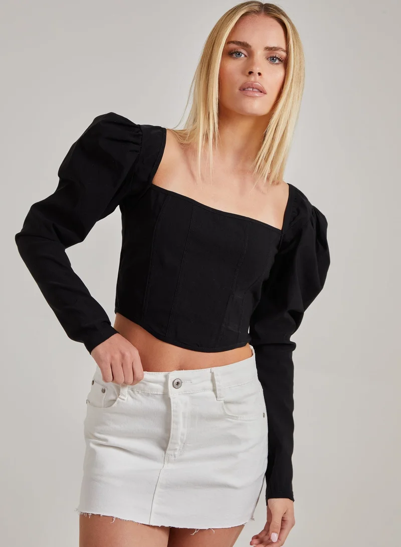 Pink Vanilla  Bengaline Long Sleeve Corset Top for Women | Best Price UAE