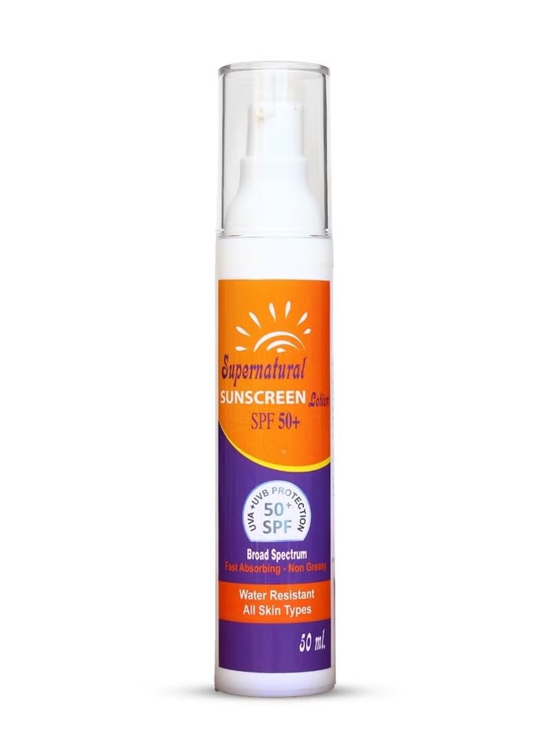 Supernatural Sunscreen Lotion SPF 50+, Broad Spectrum, Waterproof, Fast Absorbing, Non-Greasy, For All Skin Types, 50 ml