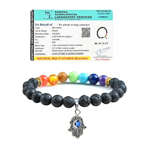 Crocon Certified Authentic Lava Stone Bracelet with 7 Chakra Beads & Money Magnet Energy – Adjustable Energy Healing Bracelet for Spiritual Balance, Meditation, Prosperity - Image 1