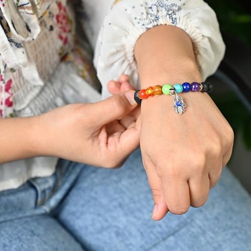 Crocon Certified Authentic Lava Stone Bracelet with 7 Chakra Beads & Money Magnet Energy – Adjustable Energy Healing Bracelet for Spiritual Balance, Meditation, Prosperity - Image 3