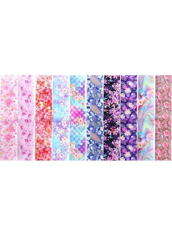 S.A.V.I 10 Sheets Flowers Nail Foil Transfer Sticker Diy Holographic Colorful Nail Decoration Nail Foil Wraps Decal For Fingernails Women 20X4 Cm Per Sheet  - Image 5