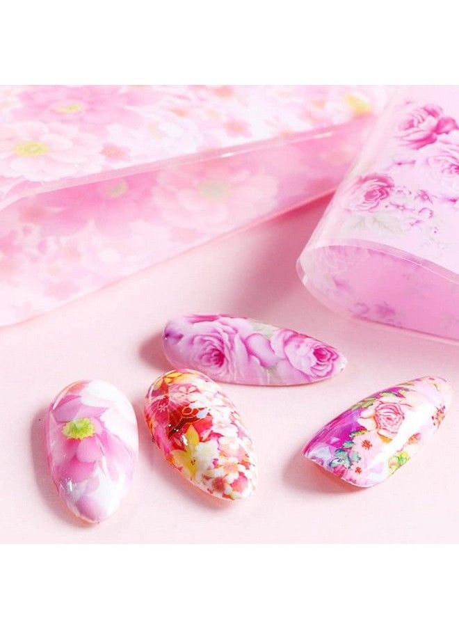 S.A.V.I 10 Sheets Flowers Nail Foil Transfer Sticker Diy Holographic Colorful Nail Decoration Nail Foil Wraps Decal For Fingernails Women 20X4 Cm Per Sheet  - Image 4