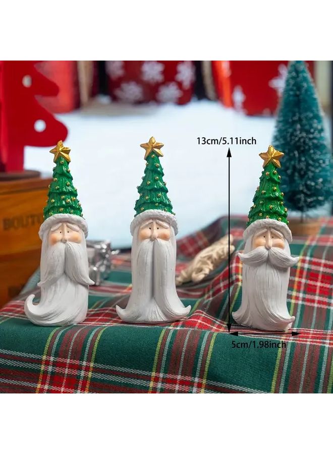 1 Piece Christmas Bearded Santa Claus Figurine Right Beard Resin Decoration For Indoor Outdoor Home Office Holiday Display Durable No Electricity Needed - Image 3