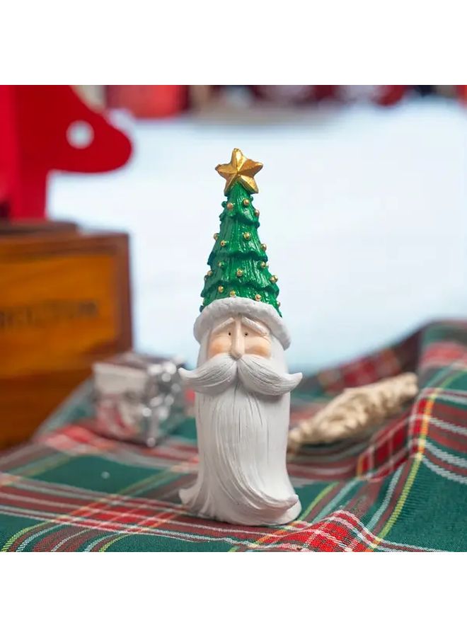 1 Piece Christmas Bearded Santa Claus Figurine Right Beard Resin Decoration For Indoor Outdoor Home Office Holiday Display Durable No Electricity Needed - Image 5