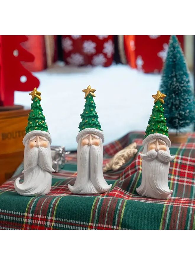 1 Piece Christmas Bearded Santa Claus Figurine Right Beard Resin Decoration For Indoor Outdoor Home Office Holiday Display Durable No Electricity Needed - Image 1