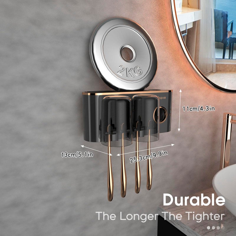 iHave Toothbrush Holders Bathroom Accessories with Toothpaste Dispenser, 2 Cups Toothbrush Holder Wall Mounted Bathroom Decor - Image 5