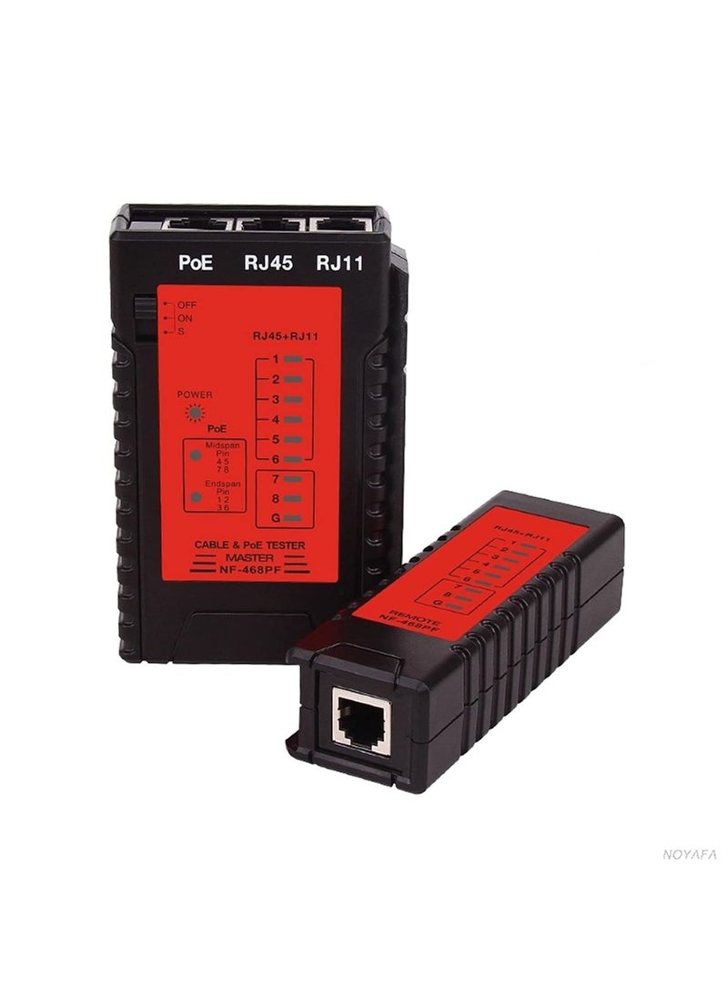 NOYAFA NOYAFA Cable Continuity Testers Model NF 468PF NF 468PT POE Tester Check with size 394 374 098in for Testing RJ45 RJ11 Telephone Network Cables  - Image 1