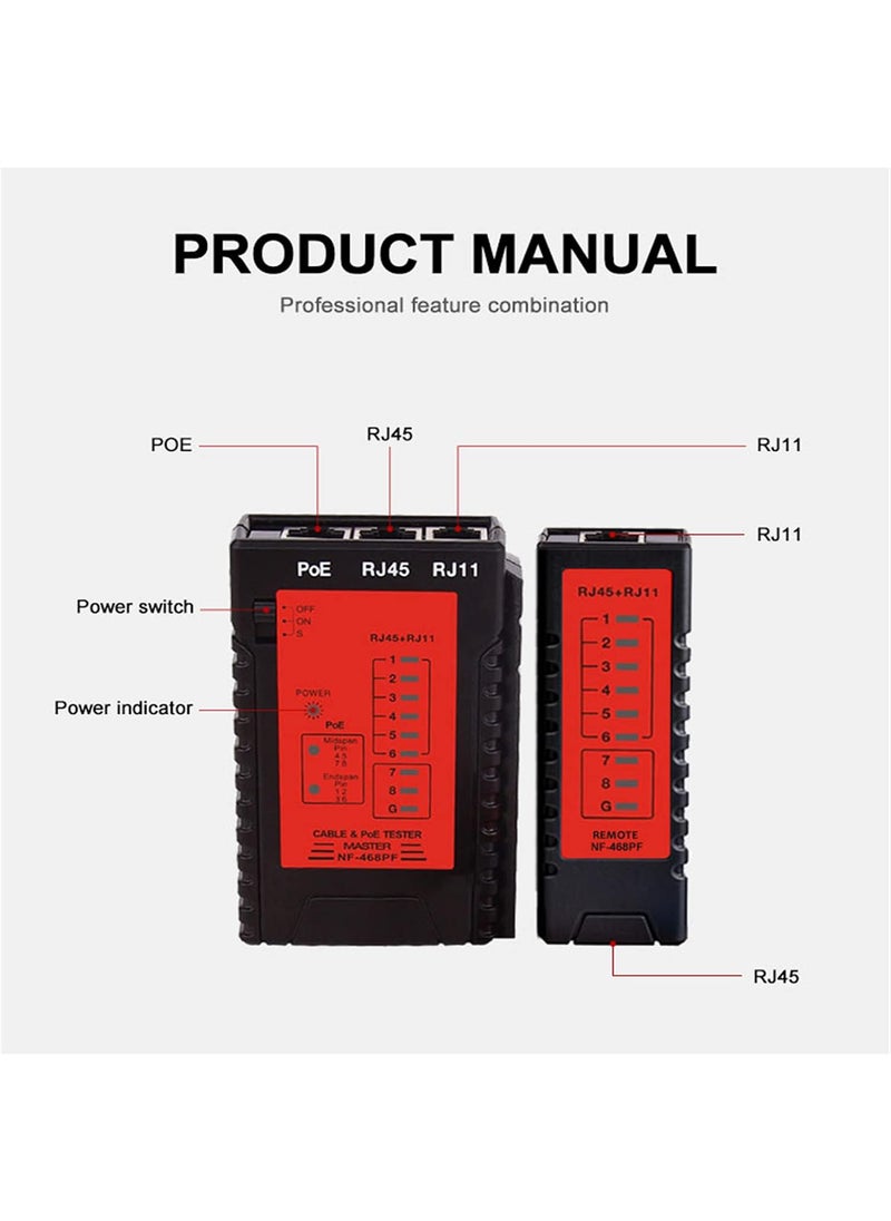 NOYAFA NOYAFA Cable Continuity Testers Model NF 468PF NF 468PT POE Tester Check with size 394 374 098in for Testing RJ45 RJ11 Telephone Network Cables  - Image 3