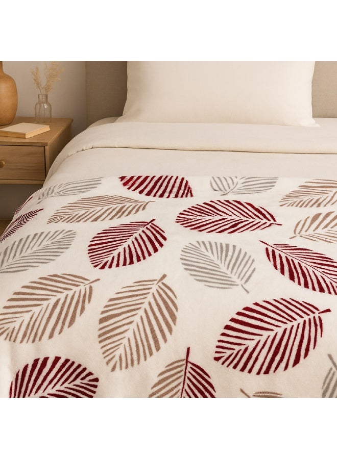 ELEGA DECOR Flannel Fleece Single Size 150 x 200 cm for All Season Fluffy Blanket Warm Bed Blanket Throw for Sofa & Bed Comfortable and Soft Blanket Leaf Print - Image 1