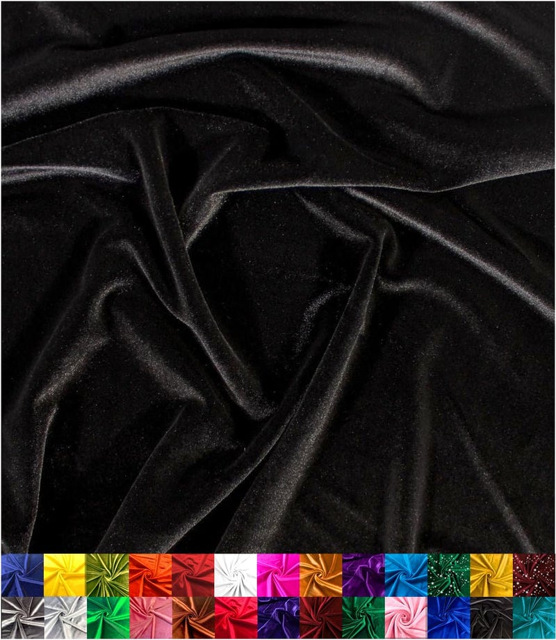 Barcelonetta | Stretch Velvet Fabric | Luxury & Soft | Velvet Fabric | 60" Wide Roll | 10% Spandex | Sewing, Apparel, Upholstery (Black, 1 Yard) - Image 1