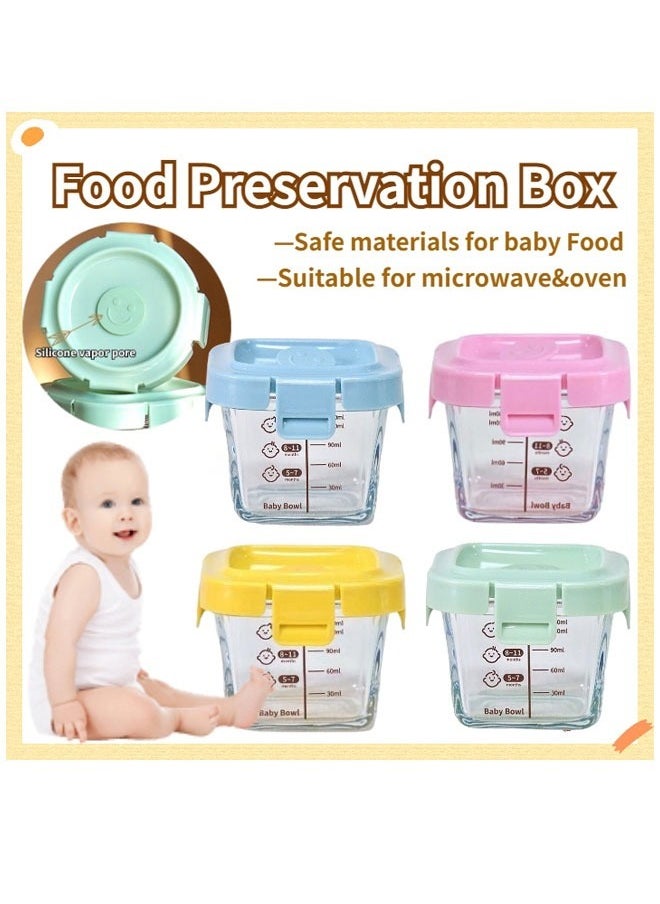 Berma Baby - برطمانات زجاجية لتخزين طعام الأطفال مع أغطية (وجبات خفيفة، حاويات صغيرة قابلة لإعادة الاستخدام، حليب الثدي، آمنة للاستخدام في الثلاجة والفريزر والميكروويف وغسالة الأطباق، ضرورية للأطفال الرضع باللون الأصفر - Image 1