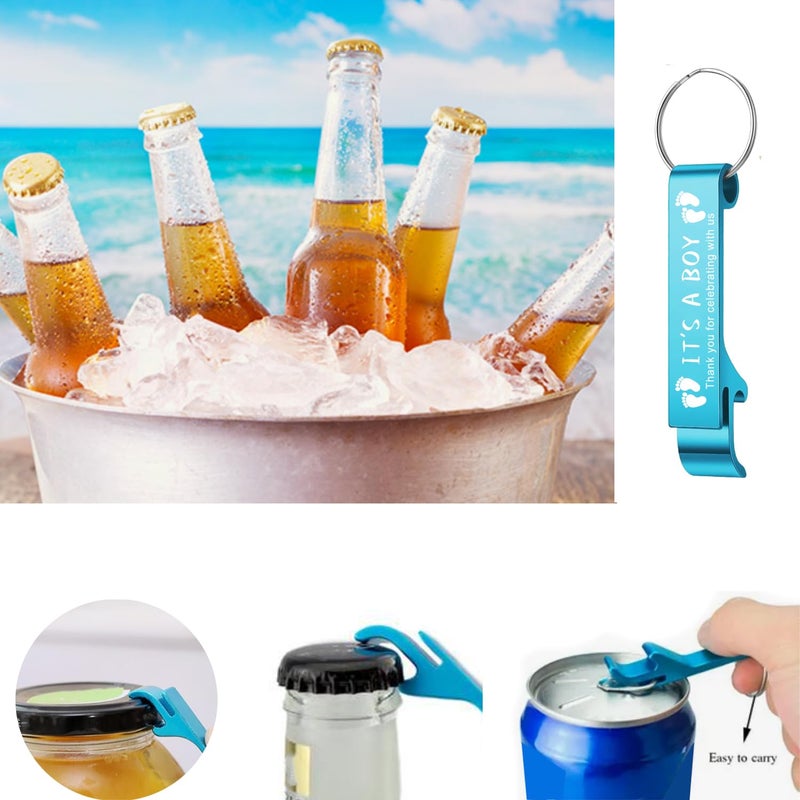 LINSHDA 50 Sets Baby Shower Bottle Opener Favors Beer Opener Keychain Thank You Cards Organza Bags and Jute Twine Baby Shower Party Favors for Guest (BOY) - Image 3