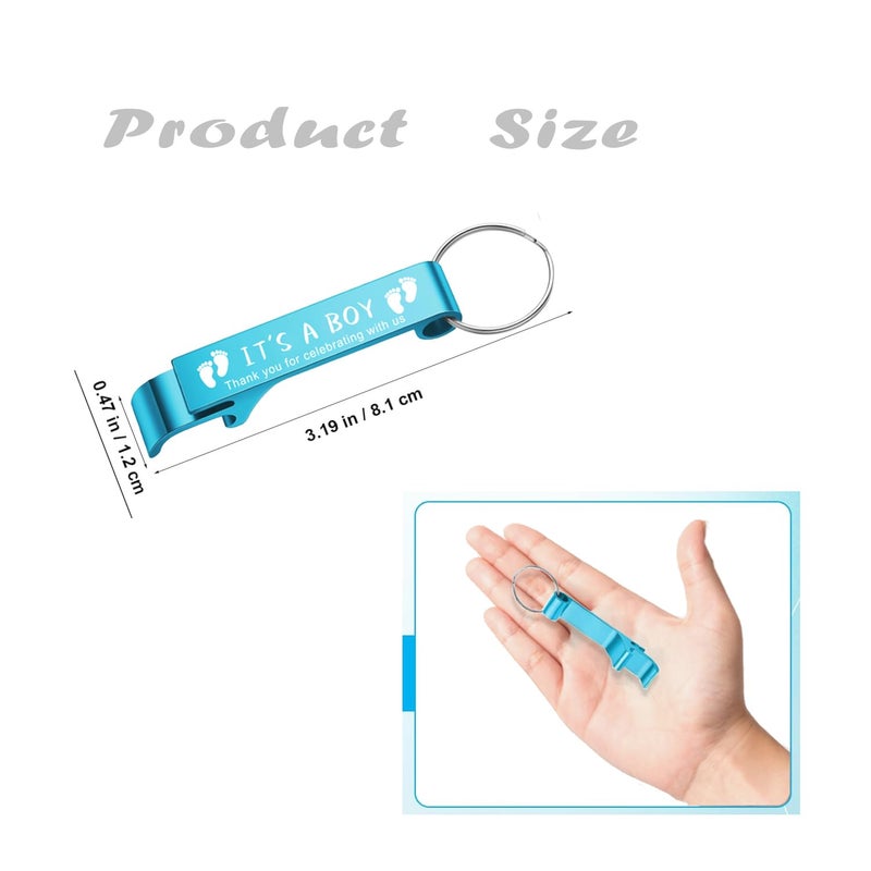 LINSHDA 50 Sets Baby Shower Bottle Opener Favors Beer Opener Keychain Thank You Cards Organza Bags and Jute Twine Baby Shower Party Favors for Guest (BOY) - Image 5
