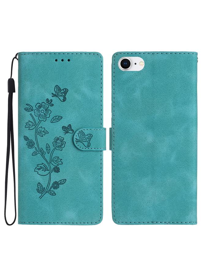 اس-توب جراب لهاتف iPhone SE 2022/2020 / 8 / 7 / 6 جراب هاتف جلدي بنقشة زهور وفراشة - Image 1