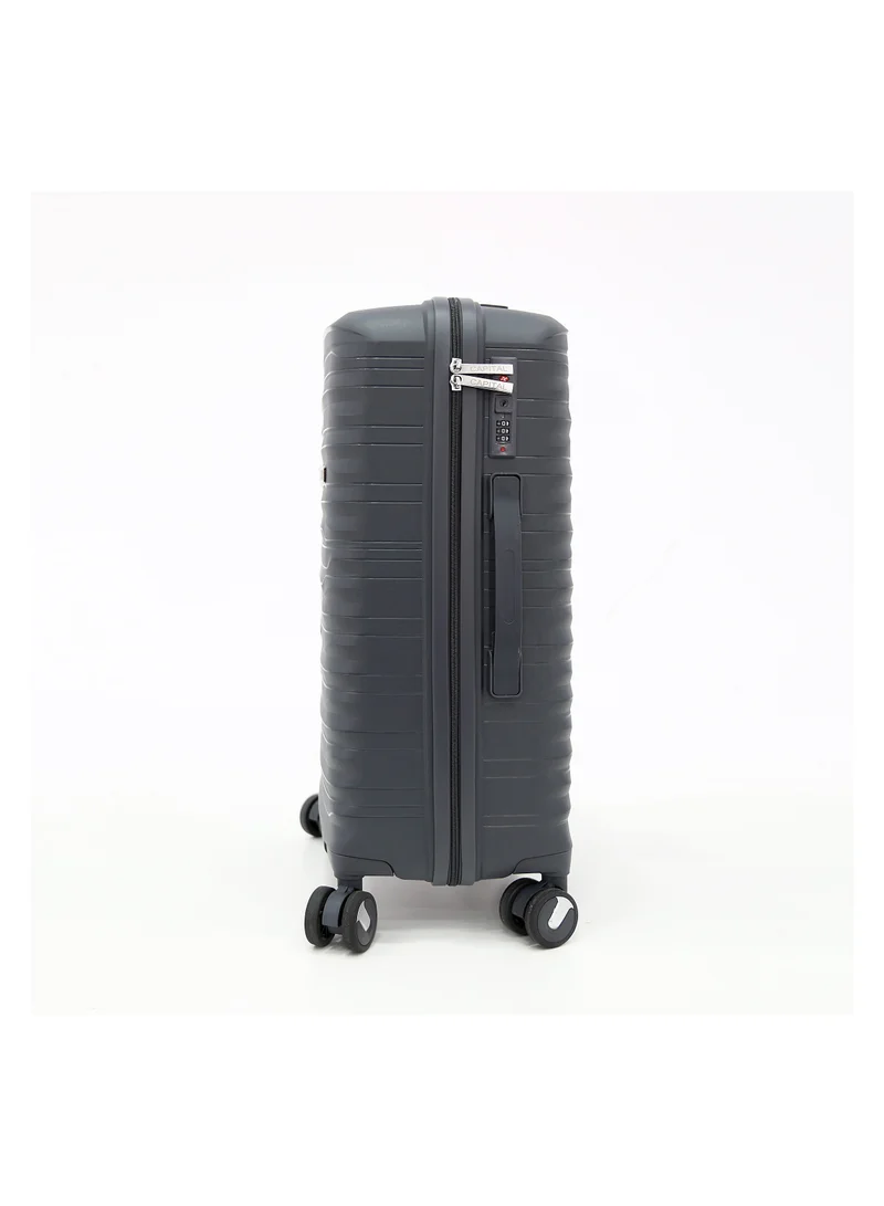 CAPITAL Unbreakable Hardshell PP Luggage Set with 8 Wheels Thick Shell Multi Layer PP 3 Piece Set, 20, 24, 28 Inch (Grey)