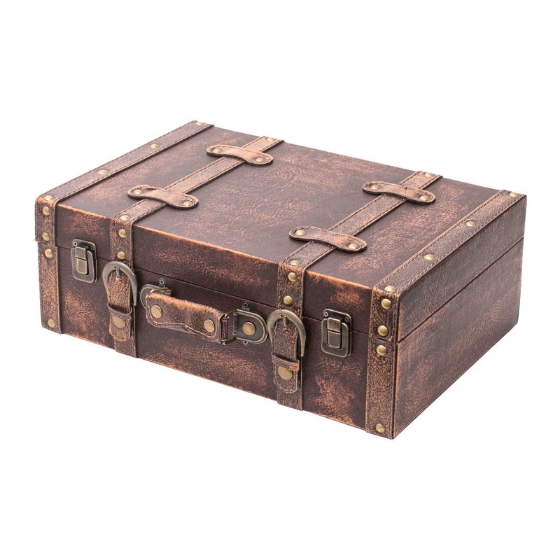 HMF VKO103 Vintage Wooden Suitcase  38 x 26 x 13 cm  Large  Classic