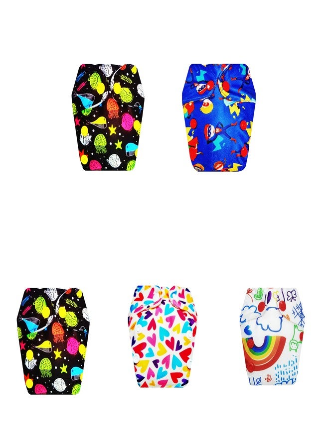 حفاضات قماشية فاخرة من دمبلدو للأطفال حديثي الولادة مع حشوة داخلية (عبوة من 5 قطع) | ملائمة ومريحة | تسمح بمرور الهواء | سهلة التنظيف | موثوق بها من قبل الأمهات | من 0 إلى 4 أشهر | للجنسين - Image 1