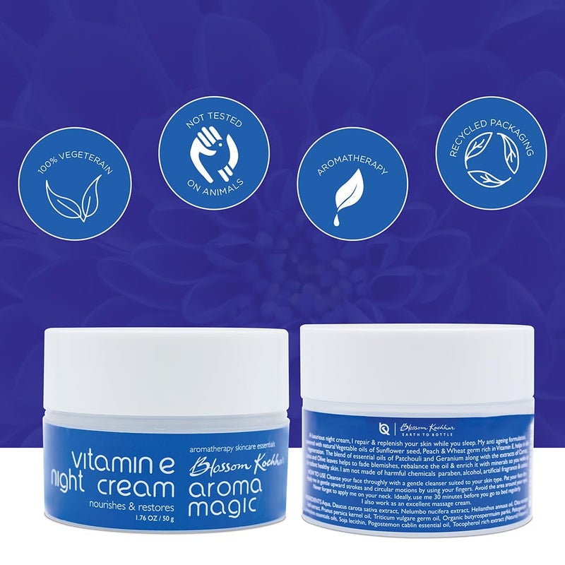 Aroma Magic Vitamin E Night Cream | Hydrating & Nourishing Moisturizer | Restores & Revitalizes Dry, Dull Skin | Anti-Aging & Wrinkle Care | Non-Greasy Formula | 1.76 Oz (50g) - Image 4