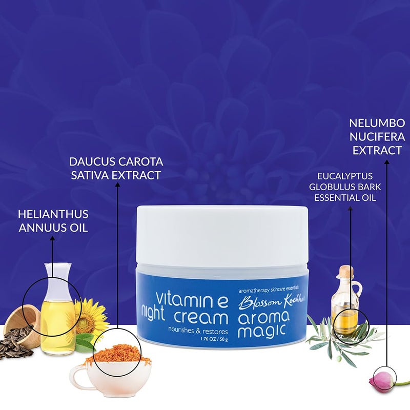 Aroma Magic Vitamin E Night Cream | Hydrating & Nourishing Moisturizer | Restores & Revitalizes Dry, Dull Skin | Anti-Aging & Wrinkle Care | Non-Greasy Formula | 1.76 Oz (50g) - Image 3