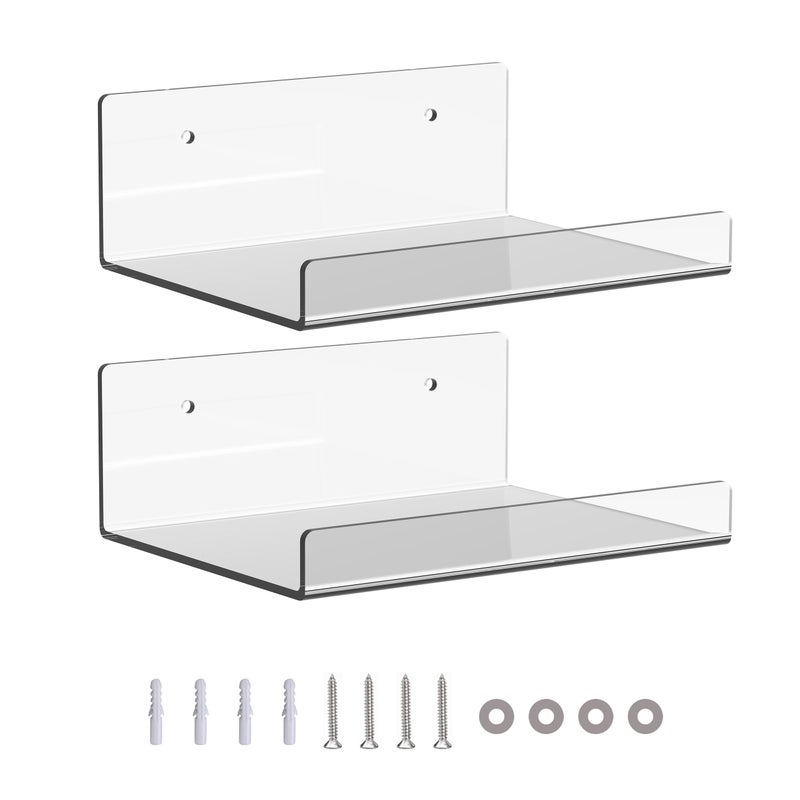 JDEA Wall-Mounted Acrylic Shelves Suitable for Wall-Mounted Display Rack Storage Rack Suitable for Children's Bookshelf Room Wall Decoration Bedroom Kitchen Living Room (2, 6â€œ) - Image 1