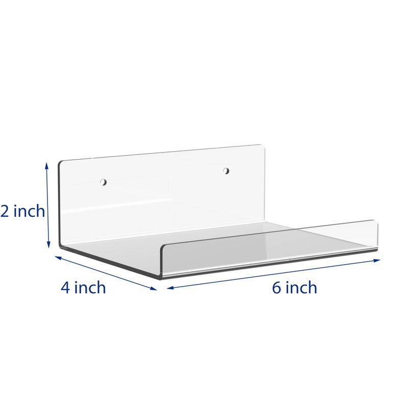 JDEA Wall-Mounted Acrylic Shelves Suitable for Wall-Mounted Display Rack Storage Rack Suitable for Children's Bookshelf Room Wall Decoration Bedroom Kitchen Living Room (2, 6â€œ) - Image 3
