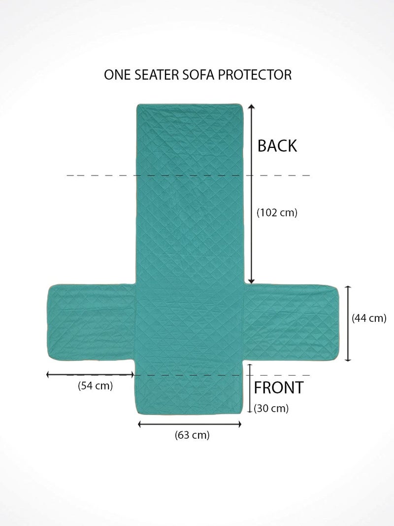 Home @Home by Nilkamal Solid Polyester 1 Seater Sofa Cover | Reversible & Quilted Sofa Cover | Washable Couch Cover with Non Slip Foam| Set of 1-179 x 165 cm | Sea Green & Indigo - Image 3