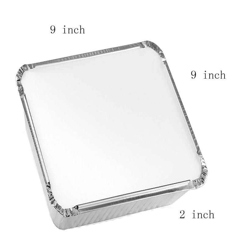 TBUY ROSE Aluminum Trays with Lids 9x9 for Serving Food Turkey Catering Disposable Aluminum Foil Pans for Baking Cakes, Bread, Meatloaf, Lasagna, 30 Pack Sliver 9x9x2 - Image 2