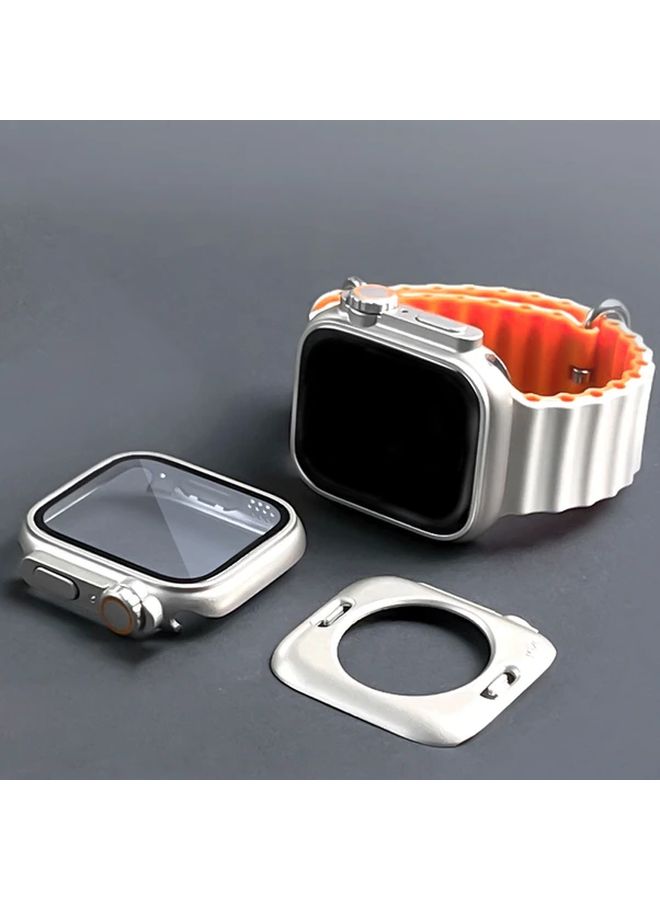 White Silicone Strap and PC Case Set for Apple Watch 44mm Series 8 - Image 4