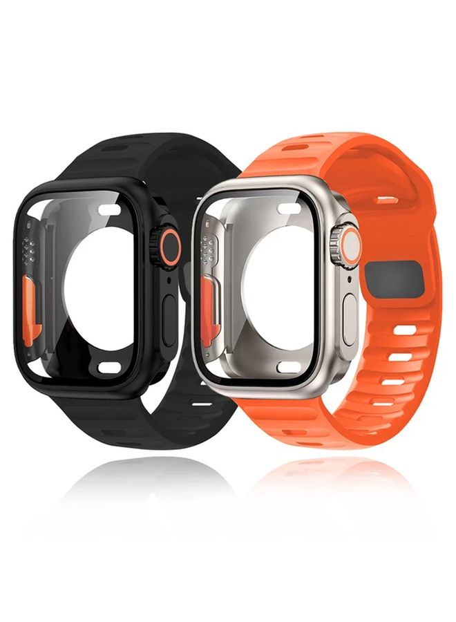 White Silicone Strap and PC Case Set for Apple Watch 44mm Series 8 - Image 1