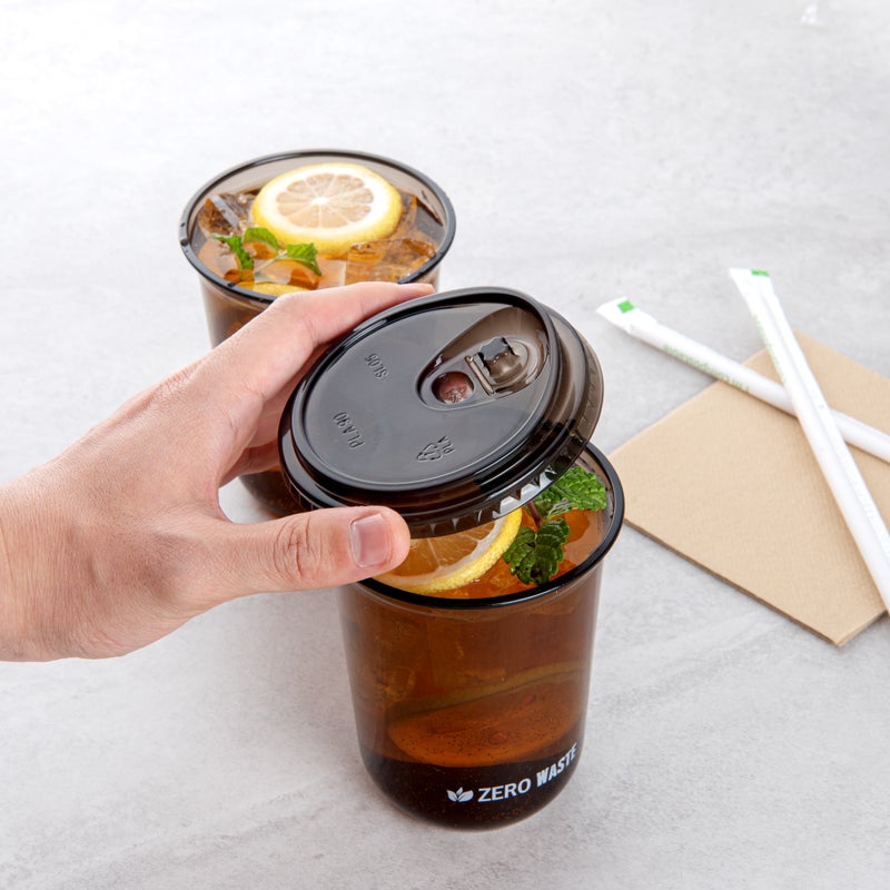 Restaurantware-LIDS ONLY: Zero Waste 3.5 x 3.5 Inch Plastic Lids, 1000 Disposable Flat Lids - Cups Sold Separately, Commercially Compostable, Black PLA Plastic Lids, Fits 12,16, And 24 Ounce Cups - Image 5