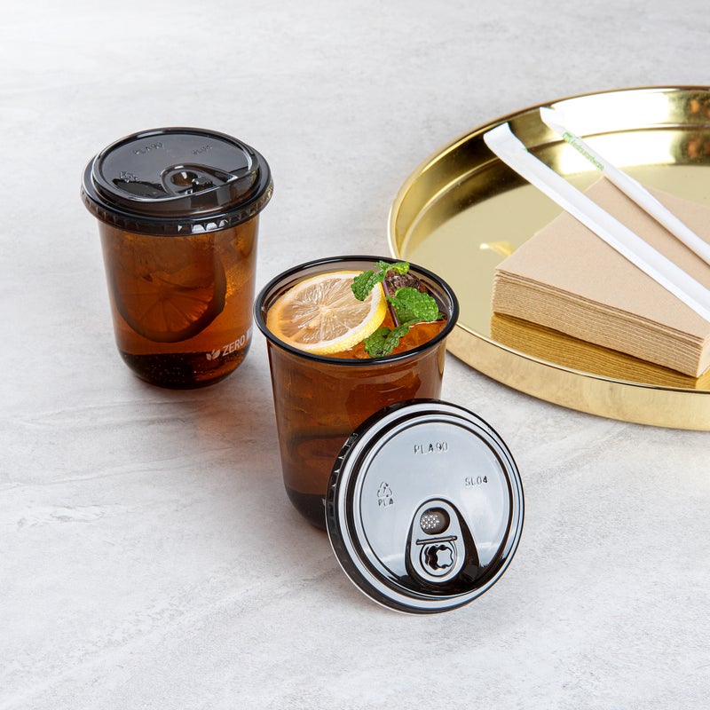 Restaurantware-LIDS ONLY: Zero Waste 3.5 x 3.5 Inch Plastic Lids, 1000 Disposable Flat Lids - Cups Sold Separately, Commercially Compostable, Black PLA Plastic Lids, Fits 12,16, And 24 Ounce Cups - Image 3