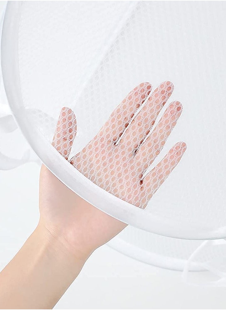 TYCOM - Foldable Pop Up Net Laundry Basket - Storage Solution - Compact Bin - Mesh Collapsible Bag - Laundry Hamper - Collapsible Laundry Basket with Durable Handles & Side (White) - Image 1