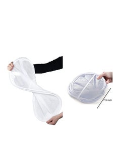 TYCOM Foldable Pop Up Net Laundry Basket - Storage Solution - Compact Bin - Mesh Collapsible Bag - Laundry Hamper - Collapsible Laundry Basket with Durable Handles & Side (White)  - Image 2