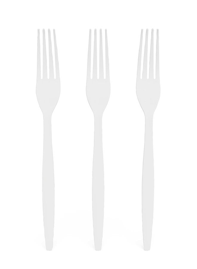 PERK Staples Perk Plastic Forks, Heavy-Weight Disposable Silverware, Perfect For Breakfast, Snacks, Desserts, 100-Pack, White - Image 5