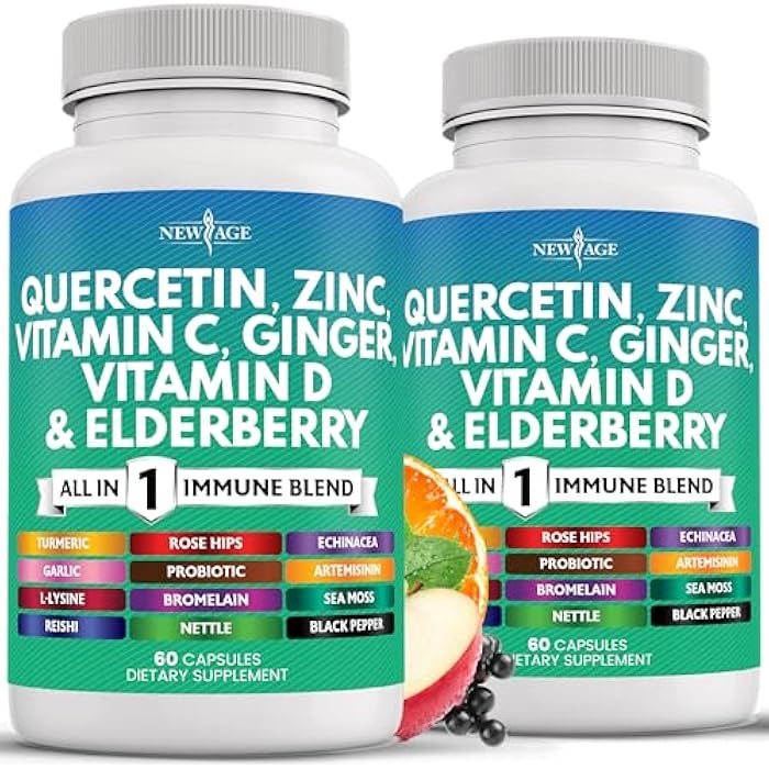 New Age Quercetin Zinc Vitamin C Vitamin D Bromelain Elderberry - Nettle Supplement with Artemisinin, Sea Moss, Echinacea - 120 Count - Image 1