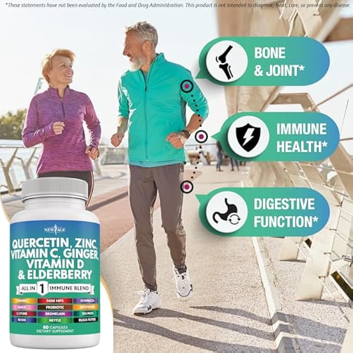 New Age Quercetin Zinc Vitamin C Vitamin D Bromelain Elderberry - Nettle Supplement with Artemisinin, Sea Moss, Echinacea - 120 Count - Image 2
