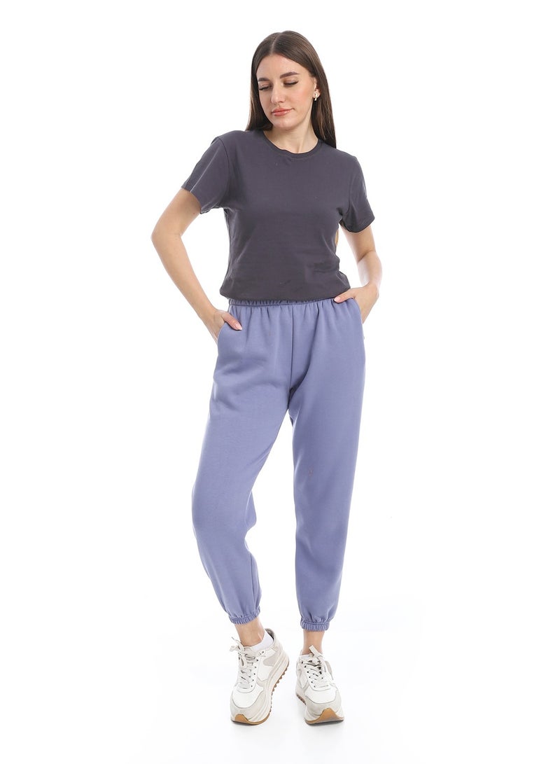 Andora Melton Elastic Sweatpants_Light Purple - Image 5