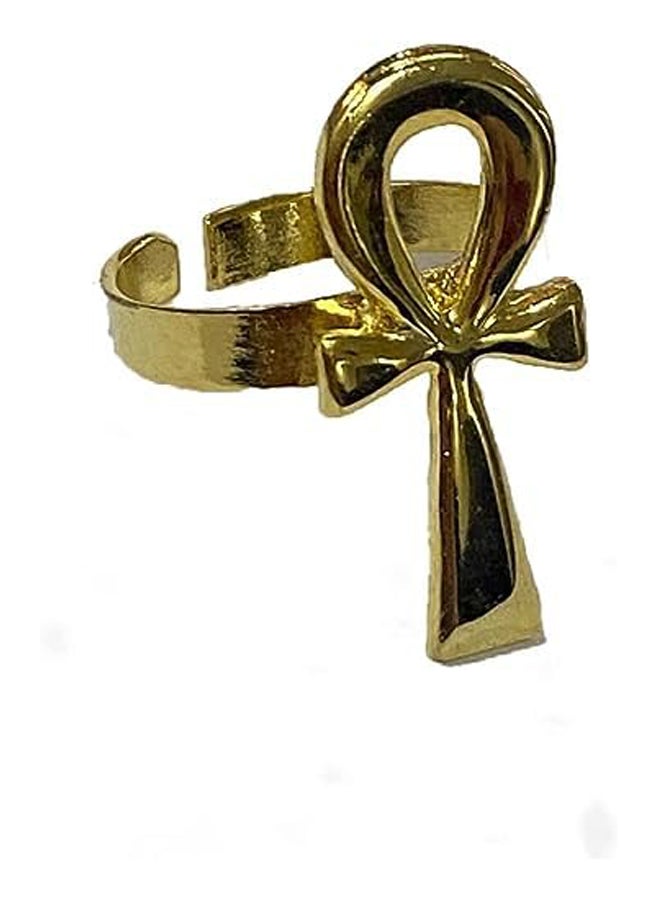 خاتم مفتاح الحياة عنخ المصري القديم المطلي بالذهب - Image 2